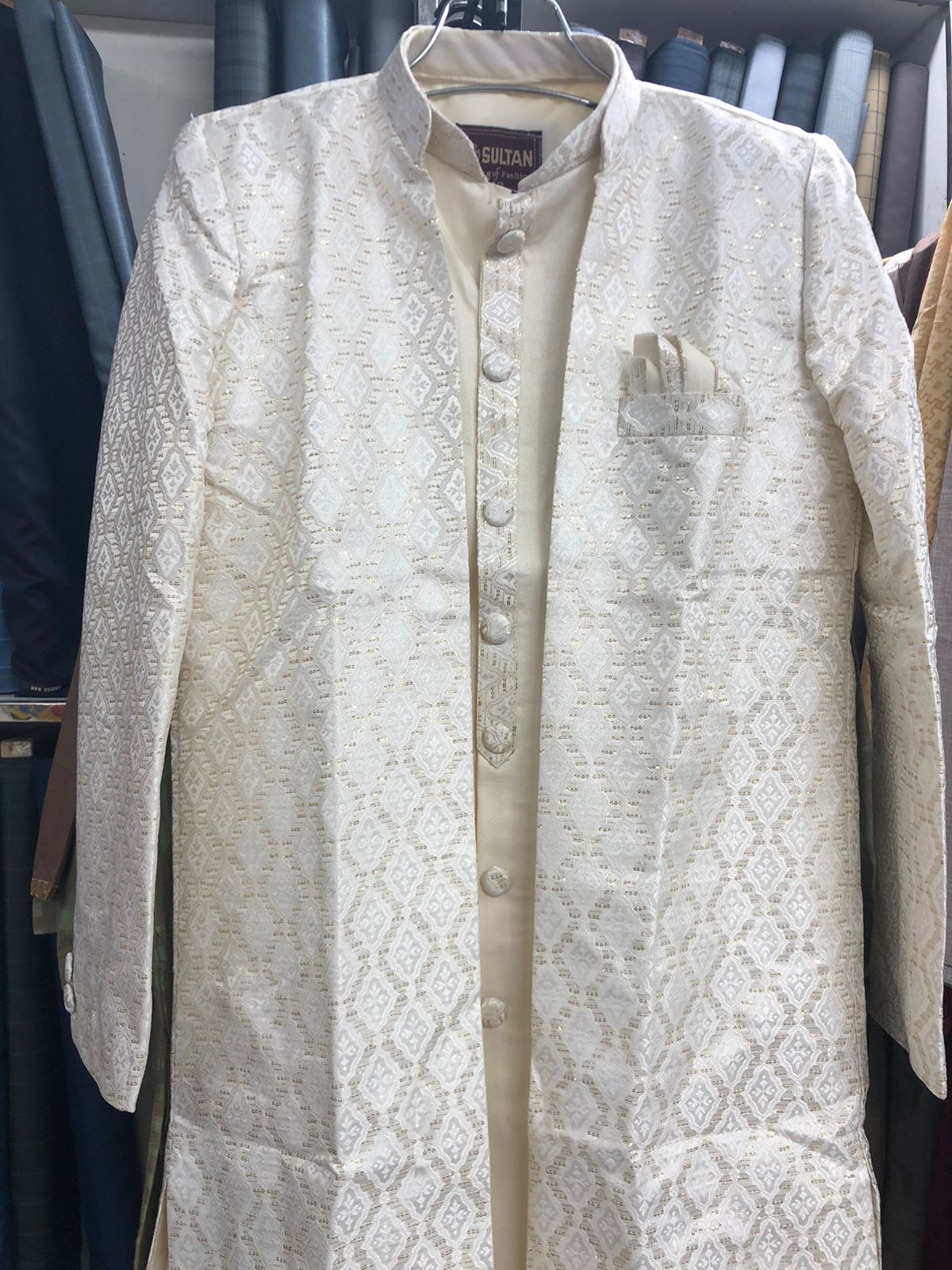 Hand-Embroidered Silk Wedding Sherwani